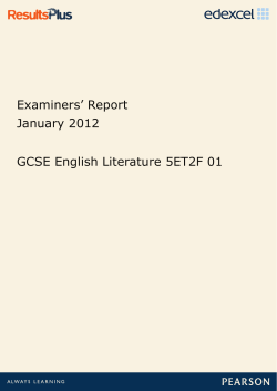Examiners` Report January 2012 GCSE English Literature