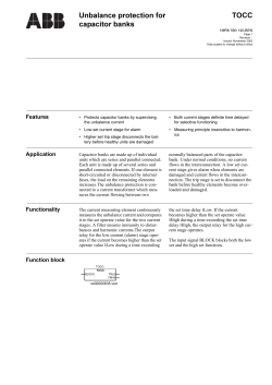 TOCC Unbalance protection for capacitor banks