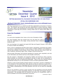 December Newsletter - Self Help Queensland