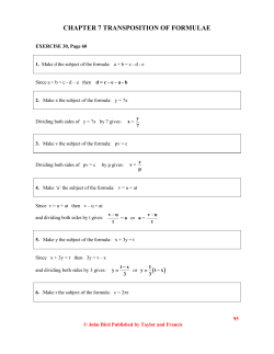 CHAPTER 7 TRANSPOSITION OF FORMULAE ( )
