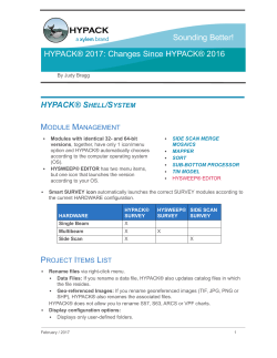 Sounding Better! HYPACK® 2017: Changes Since HYPACK® 2016