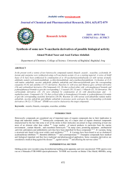 Synthesis of some new N-saccharin derivatives of possible