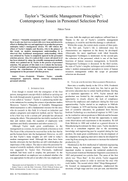 Taylor`s “Scientific Management Principles”: Contemporary