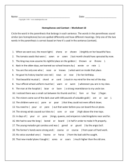 Homophones and Context &ndash; Worksheet 10 Circle