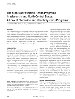 The Status of Physician Health Programs in Wisconsin and North