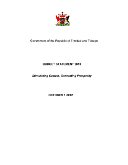 Government of the Republic of Trinidad and Tobago BUDGET