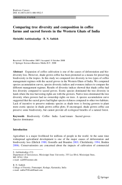 Comparing tree diversity and composition in coffee farms and