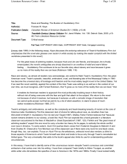 Race and Reading: The Burden of Huckleberry Finn