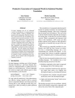 Productive Generation of Compound Words in Statistical Machine