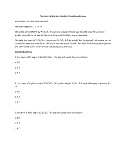 Commercial Nutrient Handler Calculation Review What does a