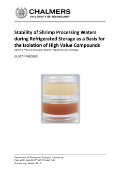 Stability of Shrimp Processing Waters during Refrigerated Storage