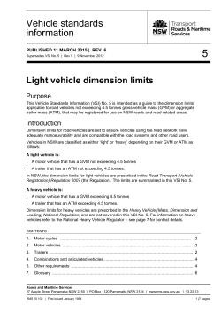 No. 05 Light Vehicle dimension limits
