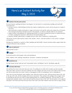 May 3 - Sitton Spelling