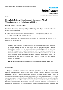 Phosphate Esters, Thiophosphate Esters and Metal Thiophosphates