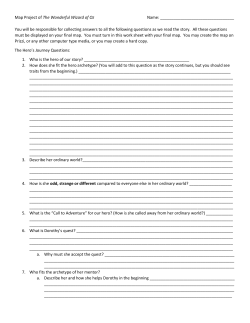 Map Project of The Wonderful Wizard of Oz Name: You will be