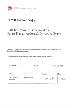 Thorne MC, LLWR Lifetime Project: Data for