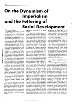 On the Dynamism of Imperialism and the Fettering of Social