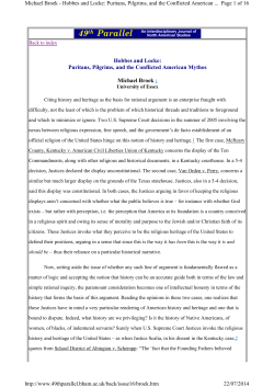 Hobbes and Locke: Puritans, Pilgrims, and the