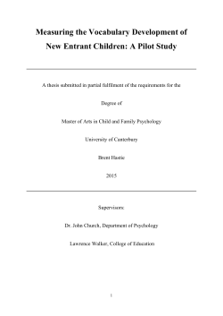 Measuring the Vocabulary Development of New Entrant Children: A