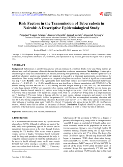 Risk Factors in the Transmission of Tuberculosis in Nairobi: A