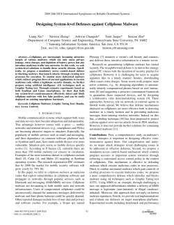 Designing System-Level Defenses against Cellphone Malware