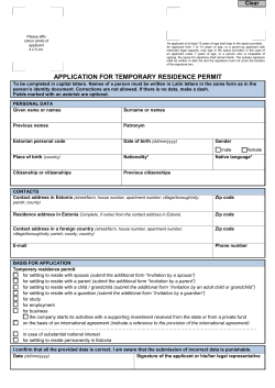 An application for temporary residence permit