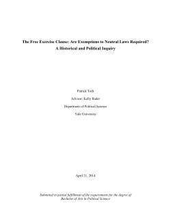 The Free Exercise Clause - Yale Political Science