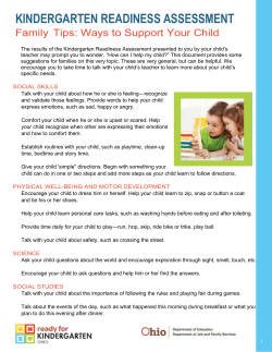 Kindergarten Readiness Assessment Family Tips