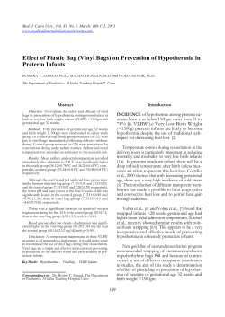 Effect of Plastic Bag (Vinyl Bags) on Prevention of Hypothermia in
