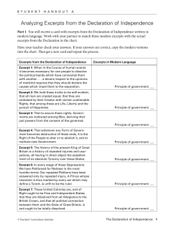 Analyzing Excerpts from the Declaration of Independence