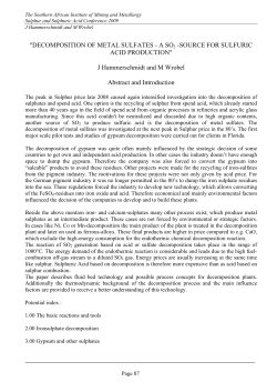 "DECOMPOSITION OF METAL SULFATES - A SO2