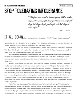 Stop Tolerating Intolerance
