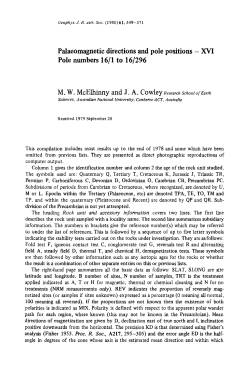 Palaeomagnetic directions and pole positions &mdash; XVI Pole numbers