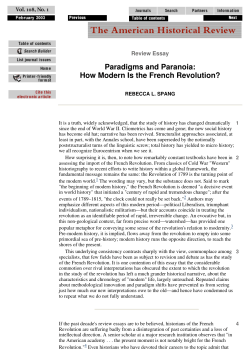 Paradigms and Paranoia: How Modern Is the French Revolution?