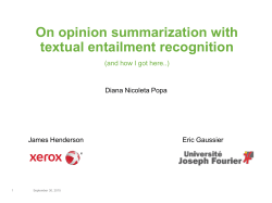 On opinion summarization with textual entailment recognition