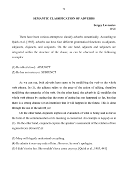 SEMANTIC CLASSIFICATION OF ADVERBS Sergey Lavrentev BSU