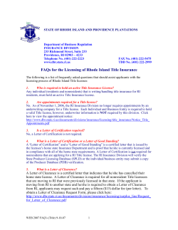 FAQs for the Licensing of Rhode Island Title Insurance