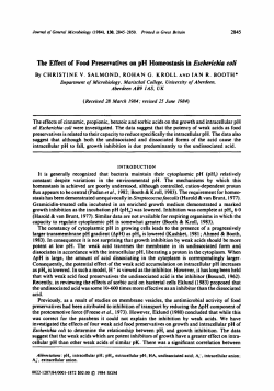 The Effect of Food Preservatives on pH Homeostasis