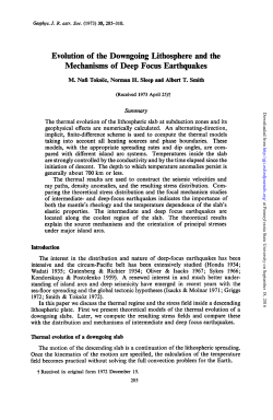 Evolution of the Downgoing Lithosphere and the