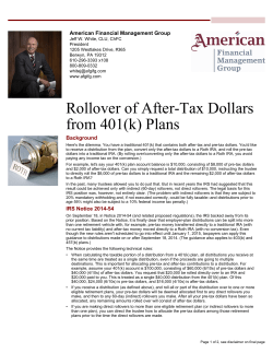 Rollover of After-Tax Dollars from 401(k) Plans