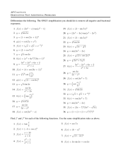 Additional Derivatives Test Problems and Solutions
