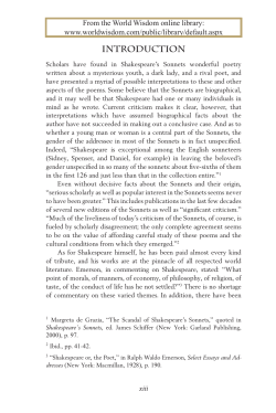 Introduction to Shakespeare`s Sonnets and the Bible