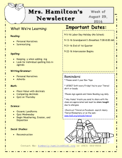 Mrs. Hamilton`s Newsletter