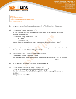 Class: 9 Subject: Mathematics Topic: Surface Area and