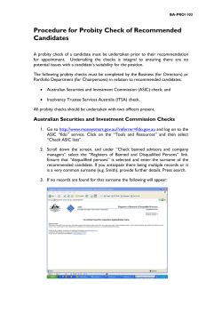 BA-PRO1103 Procedure for Probity Checks of Recommended