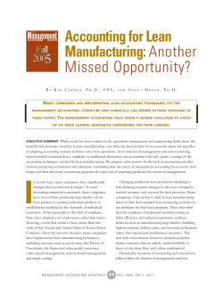 Accounting for Lean Manufacturing:Another Missed Opportunity?