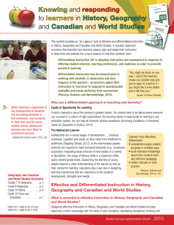 Knowing and responding to learners in History, Geography and