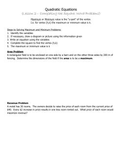 Quadratic Equations (Lesson 2 &ndash; Completing the Square: Word