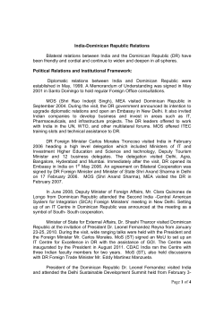 Page 1 of 4 India-Dominican Republic Relations Bilateral relations