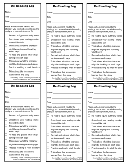 Re-Reading Log Re-Reading Log Re-Reading Log Re